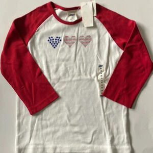OLD NAVY NEW NWT GIRLS TOP SHIRT TSHIRT RED WHITE BLUE CASUAL WINTER SIZE 10
